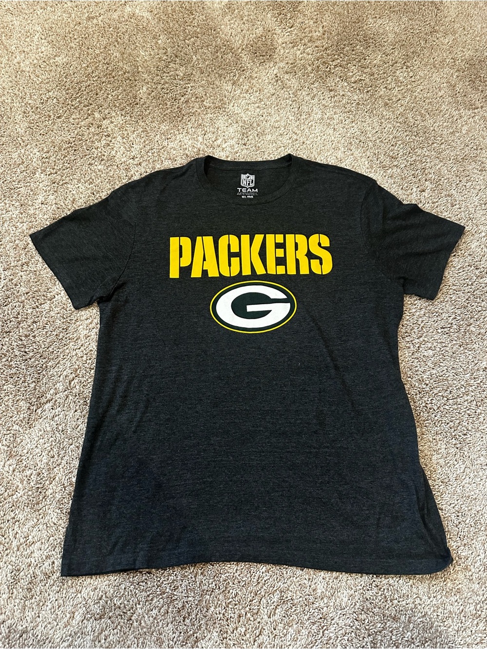 NFL Team Apparel Green Bay Packers Shirt Mens XL Dark Gray Short Sleeve